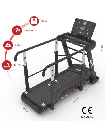 Loopband met steunstangen - 14km/u - MED-740 - MEDLINE