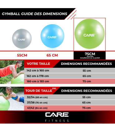 Gym Ball 75cm anti-burst met pomp - CARE