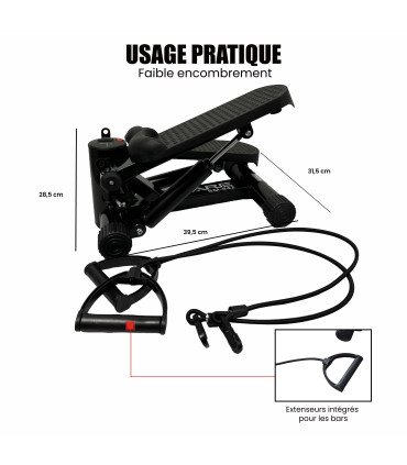 Mini stepper met teller en weerstandsbanden - CARE - SM-842