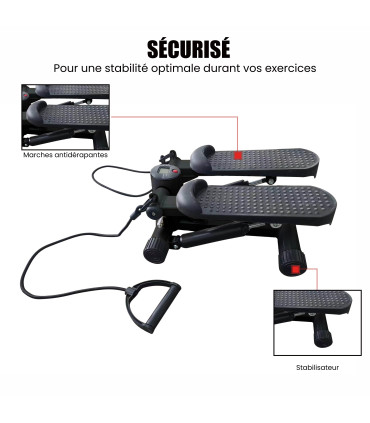 Mini stepper met teller en weerstandsbanden - CARE - SM-842