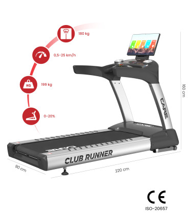 Professionele loopband - 25 km/u - CARE - CLUB RUNNER TFT-scherm